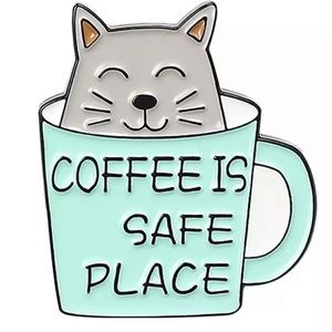 New coffee cat kitten brooch